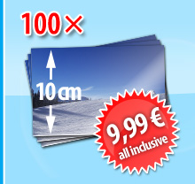 100 Abzüge im 10cm-Format für 9,99 Euro inklusive Versand und Bearbeitung