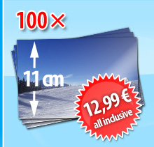 100 Abzüge im 11cm-Format für 12,99 Euro inklusive Versand und Bearbeitung
