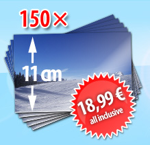 150 Abzüge im 11cm-Format für 18,99 Euro inklusive Versand und Bearbeitung