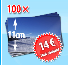 Packs photo au format 11 cm - 100 - 14,00 Euro - fdp & de service inclus
