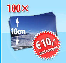 Packs photo au format 10 cm - 100 - 8,99 Euro - fdp & de service inclus