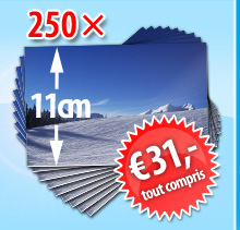 Packs photo au format 11 cm - 250 - 31,49 Euro - fdp & de service inclus