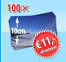100 foto's van 10cm voor 8,99 Euro incl. verzendkosten en bewerking