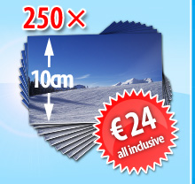 250 foto's van 10cm voor 21,49 Euro incl. verzendkosten en bewerking