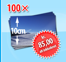 100 x 10cm format kun kr. 85 inkl. fragt og ekspedition