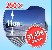 250 Abz&uuml;ge im 11cm-Format f&uuml;r 31,49 Euro inklusive Versand und Bearbeitung