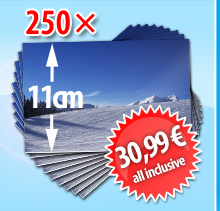 250 Abz&uuml;ge im 11cm-Format f&uuml;r 31,49 Euro inklusive Versand und Bearbeitung