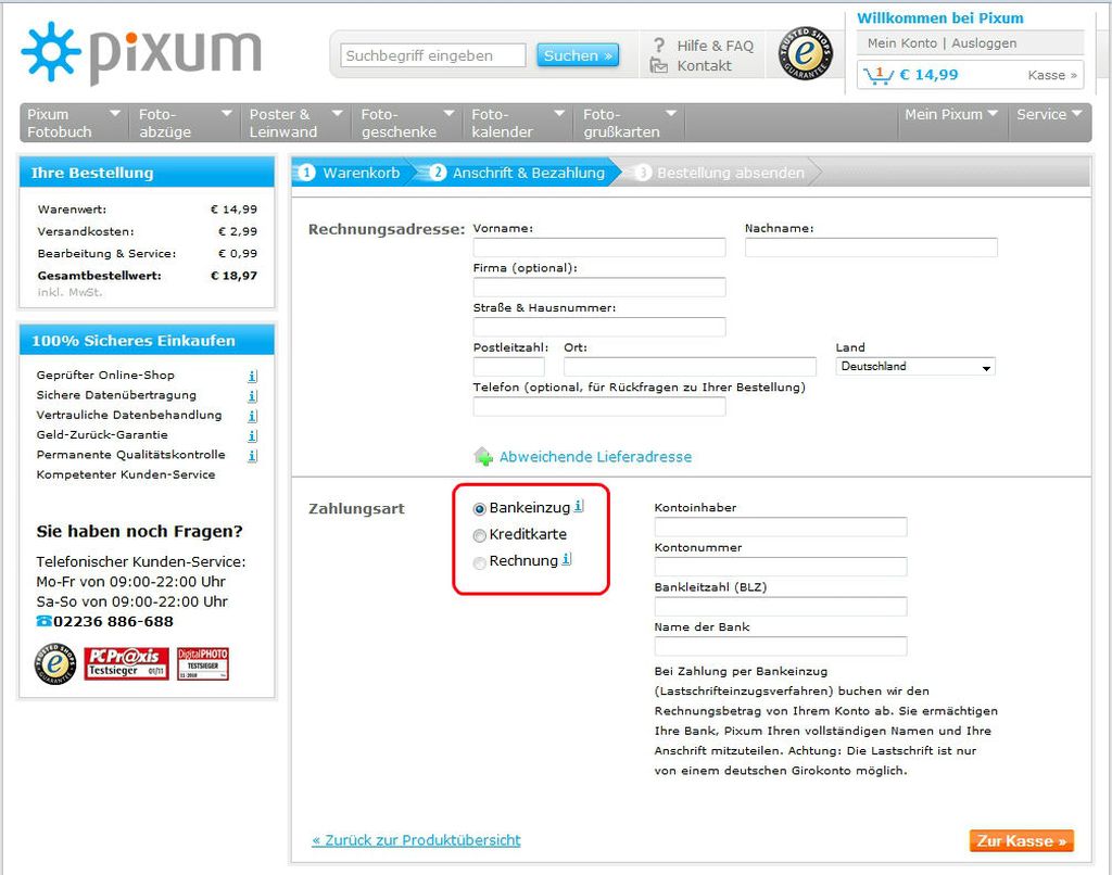 Zahlungsdaten Zahlungsdaten